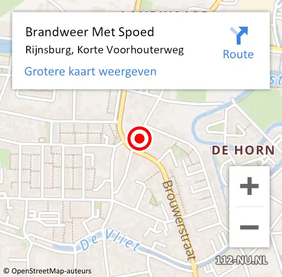 Locatie op kaart van de 112 melding: Brandweer Met Spoed Naar Rijnsburg, Korte Voorhouterweg op 15 mei 2023 21:43