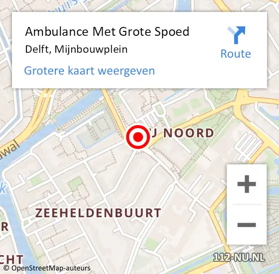 Locatie op kaart van de 112 melding: Ambulance Met Grote Spoed Naar Delft, Mijnbouwplein op 15 mei 2023 21:45