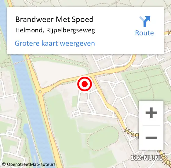 Locatie op kaart van de 112 melding: Brandweer Met Spoed Naar Helmond, Rijpelbergseweg op 15 mei 2023 21:47