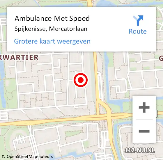 Locatie op kaart van de 112 melding: Ambulance Met Spoed Naar Spijkenisse, Mercatorlaan op 15 mei 2023 22:20
