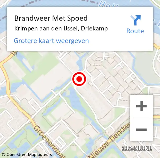 Locatie op kaart van de 112 melding: Brandweer Met Spoed Naar Krimpen aan den IJssel, Driekamp op 15 mei 2023 22:48