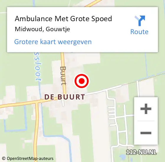 Locatie op kaart van de 112 melding: Ambulance Met Grote Spoed Naar Midwoud, Gouwtje op 15 mei 2023 23:01