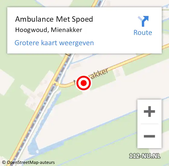 Locatie op kaart van de 112 melding: Ambulance Met Spoed Naar Hoogwoud, Mienakker op 15 mei 2023 23:11