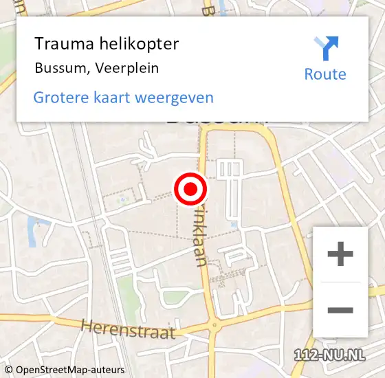 Locatie op kaart van de 112 melding: Trauma helikopter Bussum, Veerplein op 15 mei 2023 23:22