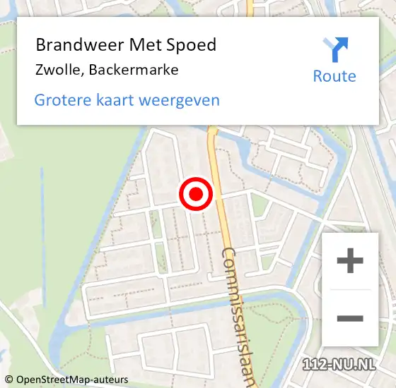 Locatie op kaart van de 112 melding: Brandweer Met Spoed Naar Zwolle, Backermarke op 15 mei 2023 23:23