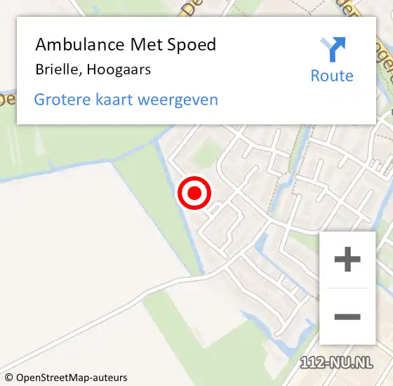 Locatie op kaart van de 112 melding: Ambulance Met Spoed Naar Brielle, Hoogaars op 16 mei 2023 00:19