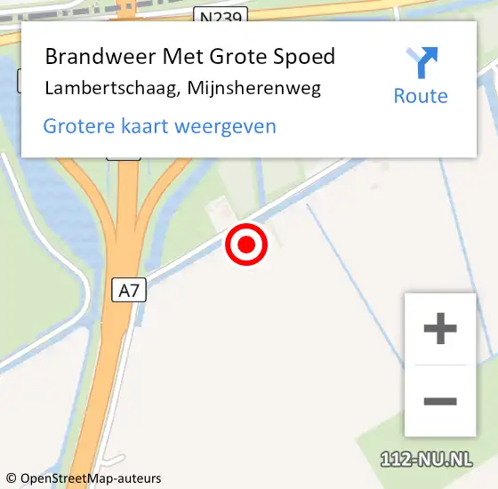 Locatie op kaart van de 112 melding: Brandweer Met Grote Spoed Naar Lambertschaag, Mijnsherenweg op 16 mei 2023 00:40