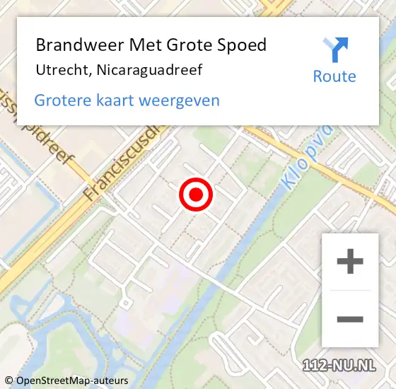 Locatie op kaart van de 112 melding: Brandweer Met Grote Spoed Naar Utrecht, Nicaraguadreef op 16 mei 2023 00:54