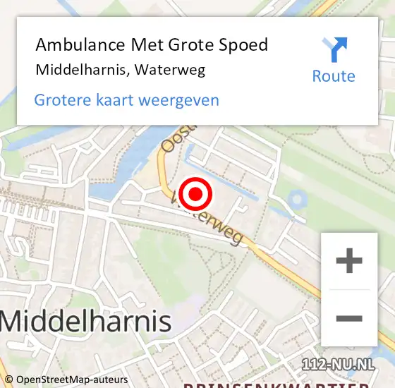 Locatie op kaart van de 112 melding: Ambulance Met Grote Spoed Naar Middelharnis, Waterweg op 16 mei 2023 01:38