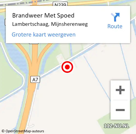 Locatie op kaart van de 112 melding: Brandweer Met Spoed Naar Lambertschaag, Mijnsherenweg op 16 mei 2023 01:48