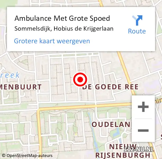 Locatie op kaart van de 112 melding: Ambulance Met Grote Spoed Naar Sommelsdijk, Hobius de Krijgerlaan op 16 mei 2023 02:06