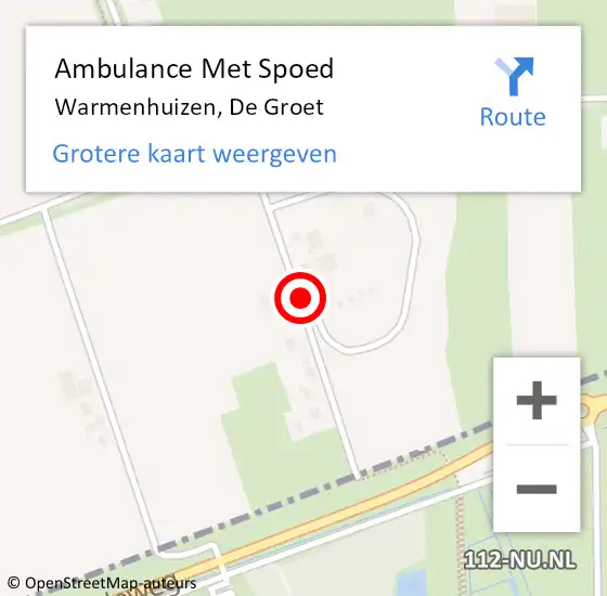 Locatie op kaart van de 112 melding: Ambulance Met Spoed Naar Warmenhuizen, De Groet op 16 mei 2023 02:52