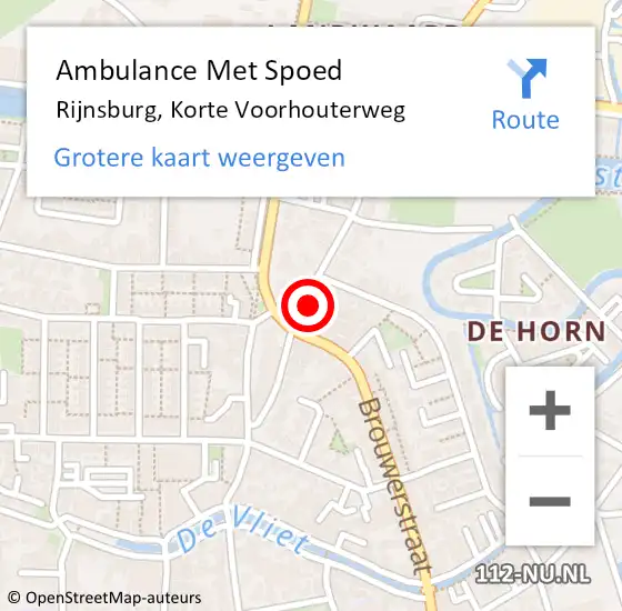 Locatie op kaart van de 112 melding: Ambulance Met Spoed Naar Rijnsburg, Korte Voorhouterweg op 16 mei 2023 03:30