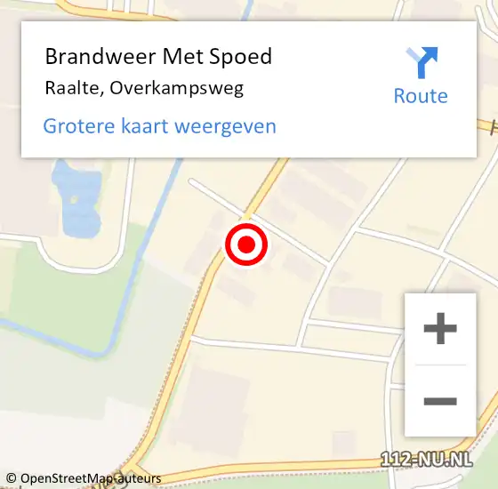 Locatie op kaart van de 112 melding: Brandweer Met Spoed Naar Raalte, Overkampsweg op 16 mei 2023 04:09