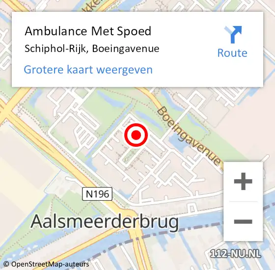 Locatie op kaart van de 112 melding: Ambulance Met Spoed Naar Schiphol-Rijk, Boeingavenue op 16 mei 2023 06:44