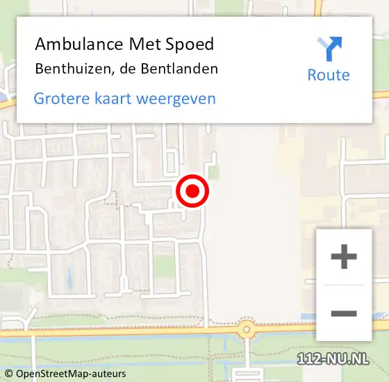 Locatie op kaart van de 112 melding: Ambulance Met Spoed Naar Benthuizen, de Bentlanden op 16 mei 2023 07:08