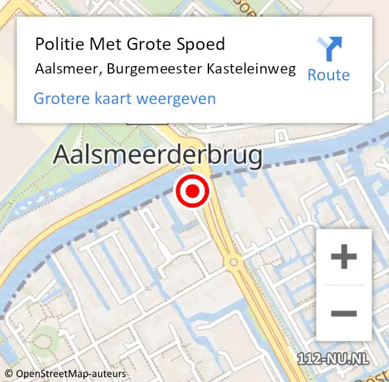 Locatie op kaart van de 112 melding: Politie Met Grote Spoed Naar Aalsmeer, Burgemeester Kasteleinweg op 16 mei 2023 07:28