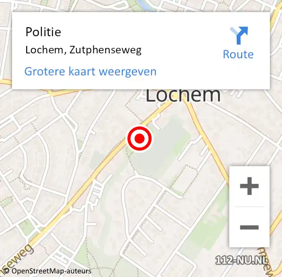 Locatie op kaart van de 112 melding: Politie Lochem, Zutphenseweg op 16 mei 2023 07:34