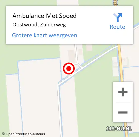 Locatie op kaart van de 112 melding: Ambulance Met Spoed Naar Oostwoud, Zuiderweg op 16 mei 2023 08:00