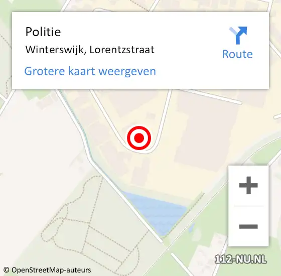 Locatie op kaart van de 112 melding: Politie Winterswijk, Lorentzstraat op 16 mei 2023 08:33