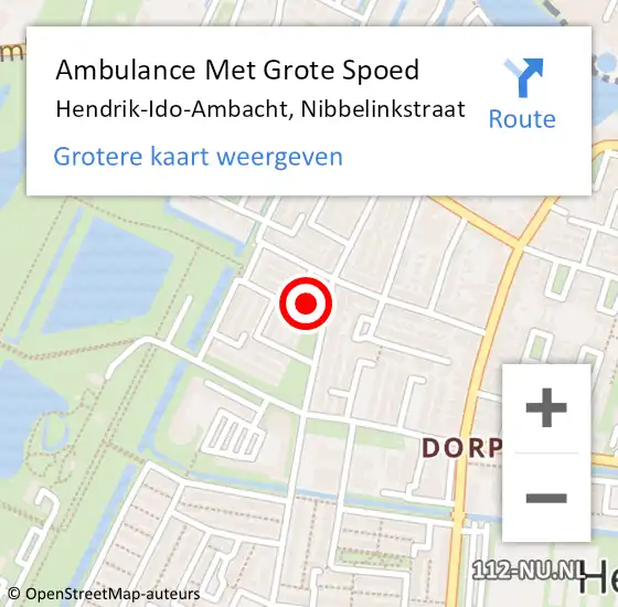 Locatie op kaart van de 112 melding: Ambulance Met Grote Spoed Naar Hendrik-Ido-Ambacht, Nibbelinkstraat op 16 mei 2023 08:37