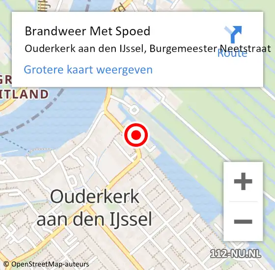 Locatie op kaart van de 112 melding: Brandweer Met Spoed Naar Ouderkerk aan den IJssel, Burgemeester Neetstraat op 16 mei 2023 08:46