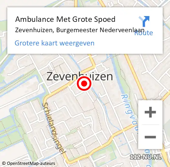 Locatie op kaart van de 112 melding: Ambulance Met Grote Spoed Naar Zevenhuizen, Burgemeester Nederveenlaan op 16 mei 2023 08:54