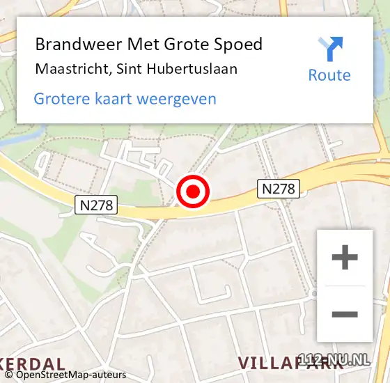 Locatie op kaart van de 112 melding: Brandweer Met Grote Spoed Naar Maastricht, Sint Hubertuslaan op 16 mei 2023 09:16