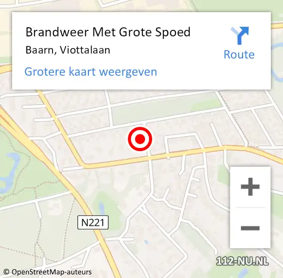 Locatie op kaart van de 112 melding: Brandweer Met Grote Spoed Naar Baarn, Viottalaan op 16 mei 2023 09:51