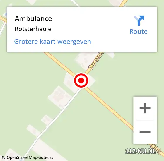 Locatie op kaart van de 112 melding: Ambulance Rotsterhaule op 16 mei 2023 09:58