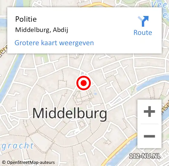 Locatie op kaart van de 112 melding: Politie Middelburg, Abdij op 16 mei 2023 10:07