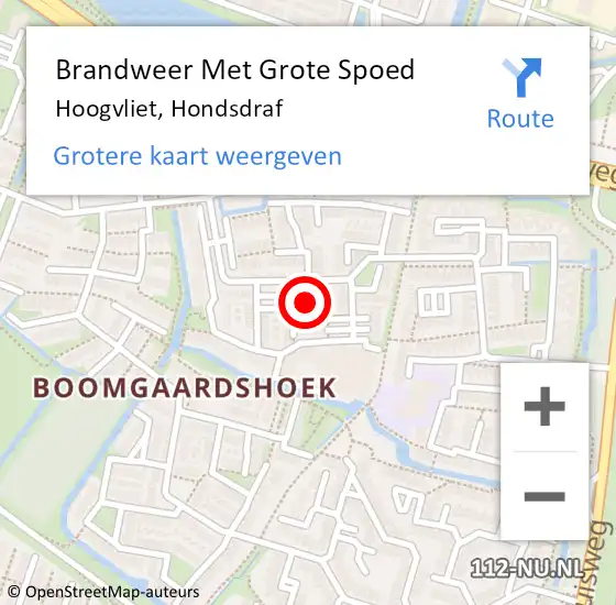 Locatie op kaart van de 112 melding: Brandweer Met Grote Spoed Naar Hoogvliet, Hondsdraf op 16 mei 2023 10:18