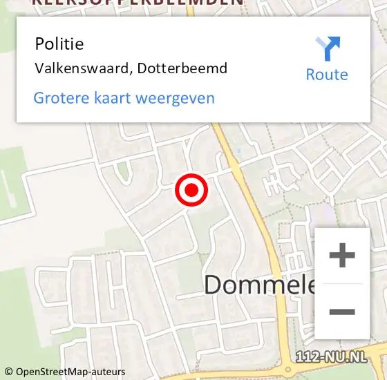 Locatie op kaart van de 112 melding: Politie Valkenswaard, Dotterbeemd op 16 mei 2023 10:27