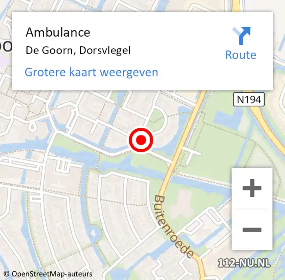 Locatie op kaart van de 112 melding: Ambulance De Goorn, Dorsvlegel op 16 mei 2023 11:04
