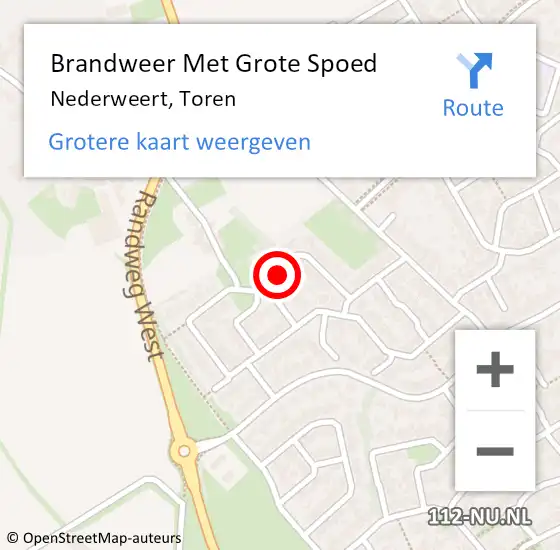 Locatie op kaart van de 112 melding: Brandweer Met Grote Spoed Naar Nederweert, Toren op 16 mei 2023 11:39