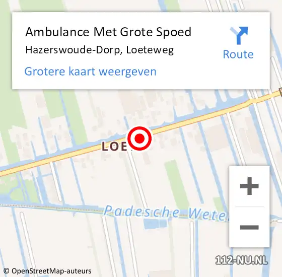 Locatie op kaart van de 112 melding: Ambulance Met Grote Spoed Naar Hazerswoude-Dorp, Loeteweg op 16 mei 2023 11:39