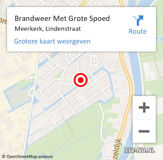 Locatie op kaart van de 112 melding: Brandweer Met Grote Spoed Naar Meerkerk, Lindenstraat op 16 mei 2023 11:48