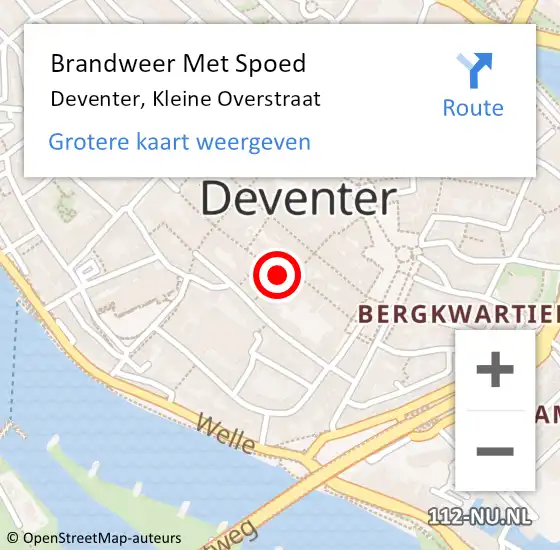 Locatie op kaart van de 112 melding: Brandweer Met Spoed Naar Deventer, Kleine Overstraat op 16 mei 2023 11:49