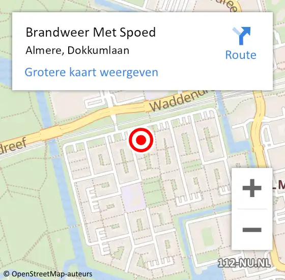 Locatie op kaart van de 112 melding: Brandweer Met Spoed Naar Almere, Dokkumlaan op 16 mei 2023 11:53