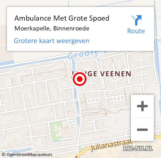 Locatie op kaart van de 112 melding: Ambulance Met Grote Spoed Naar Moerkapelle, Binnenroede op 16 mei 2023 12:09