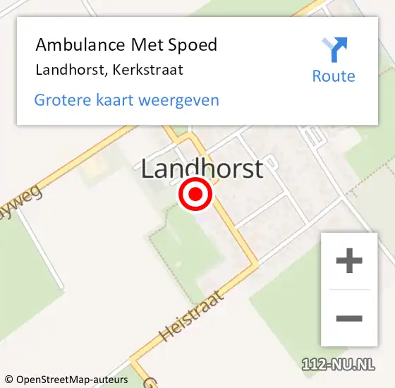 Locatie op kaart van de 112 melding: Ambulance Met Spoed Naar Landhorst, Kerkstraat op 25 augustus 2014 17:24