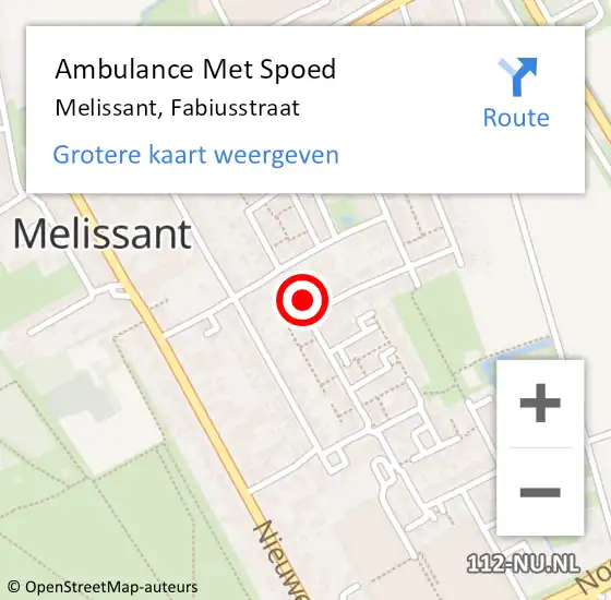 Locatie op kaart van de 112 melding: Ambulance Met Spoed Naar Melissant, Fabiusstraat op 16 mei 2023 12:25