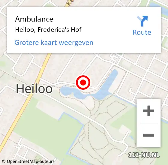 Locatie op kaart van de 112 melding: Ambulance Heiloo, Frederica's Hof op 16 mei 2023 12:35