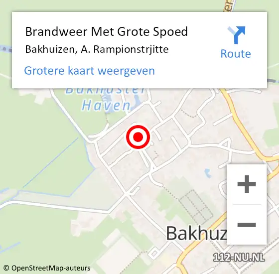 Locatie op kaart van de 112 melding: Brandweer Met Grote Spoed Naar Bakhuizen, A. Rampionstrjitte op 16 mei 2023 12:57