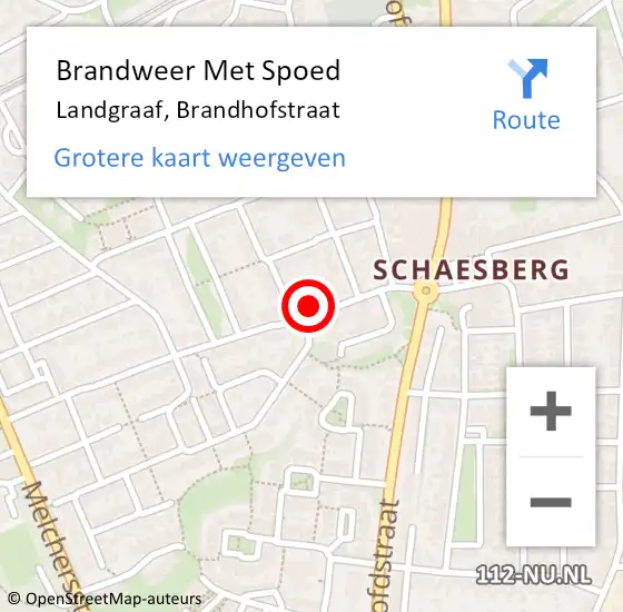 Locatie op kaart van de 112 melding: Brandweer Met Spoed Naar Landgraaf, Brandhofstraat op 16 mei 2023 13:11