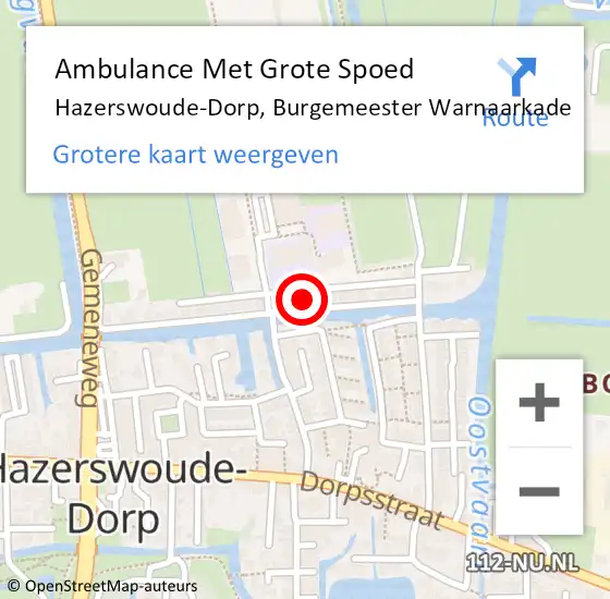 Locatie op kaart van de 112 melding: Ambulance Met Grote Spoed Naar Hazerswoude-Dorp, Burgemeester Warnaarkade op 16 mei 2023 13:24