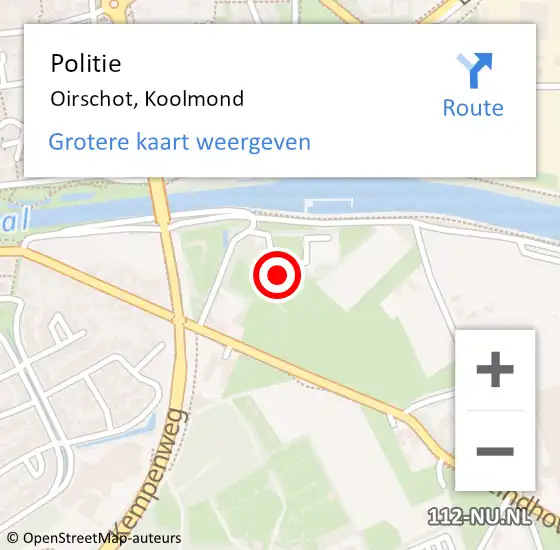 Locatie op kaart van de 112 melding: Politie Oirschot, Koolmond op 16 mei 2023 13:28