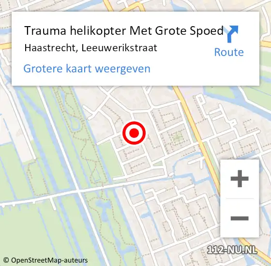 Locatie op kaart van de 112 melding: Trauma helikopter Met Grote Spoed Naar Haastrecht, Leeuwerikstraat op 16 mei 2023 13:31