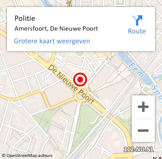 Locatie op kaart van de 112 melding: Politie Amersfoort, De Nieuwe Poort op 16 mei 2023 13:35