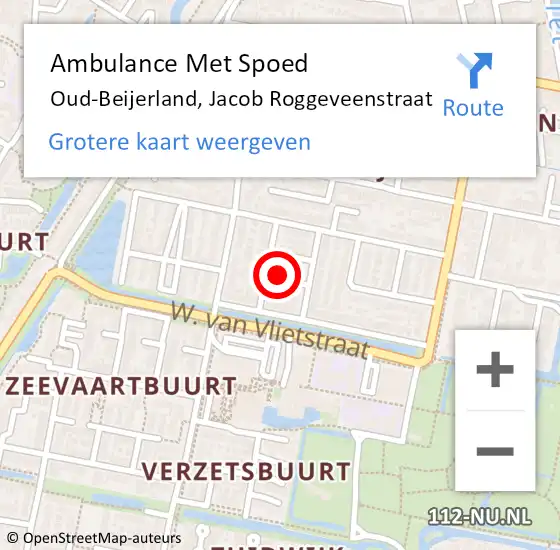 Locatie op kaart van de 112 melding: Ambulance Met Spoed Naar Oud-Beijerland, Jacob Roggeveenstraat op 16 mei 2023 13:57